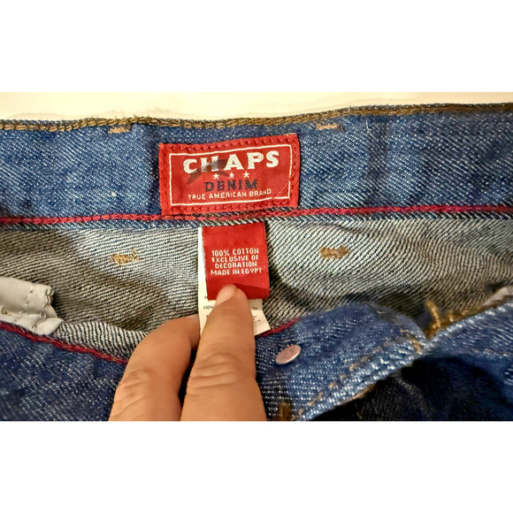 Chaps Jeans Mens 36x34 Blue Straight Leg Denim 5 Pocket Zip Y2K Deadstock NWT - Picture 4 of 6